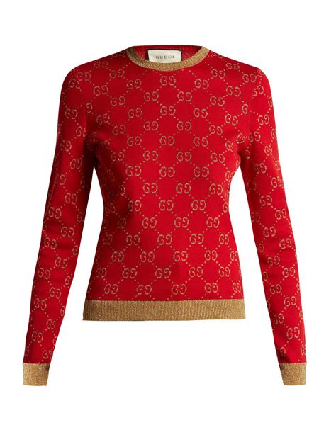 gucci red lace sweater|red Gucci sweater women's.